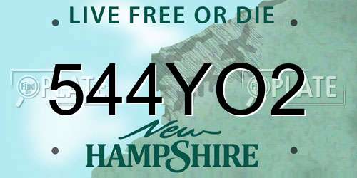 544YO2 New Hampshire License Plate