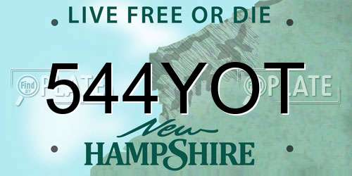 544YOT New Hampshire License Plate