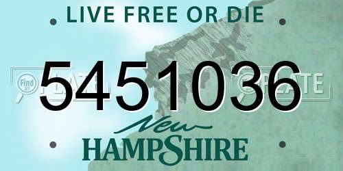 5451036 New Hampshire License Plate