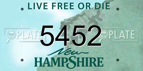 5452 New Hampshire License Plate