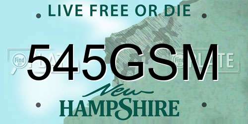 545GSM New Hampshire License Plate