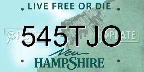 545TJO New Hampshire License Plate