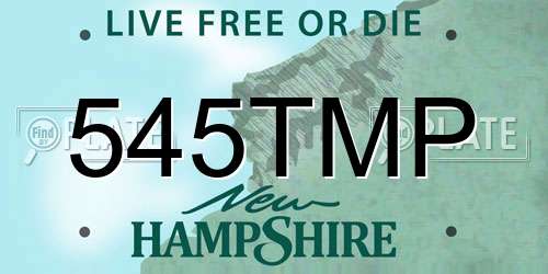 545TMP New Hampshire License Plate
