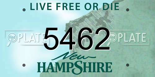 5462 New Hampshire License Plate