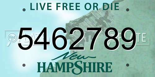 5462789 New Hampshire License Plate