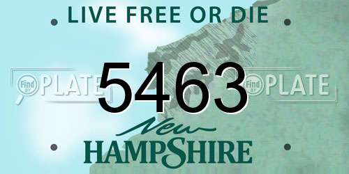 5463 New Hampshire License Plate