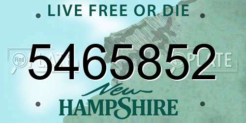 5465852 New Hampshire License Plate