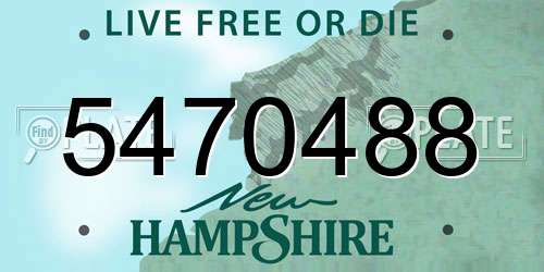 5470488 New Hampshire License Plate