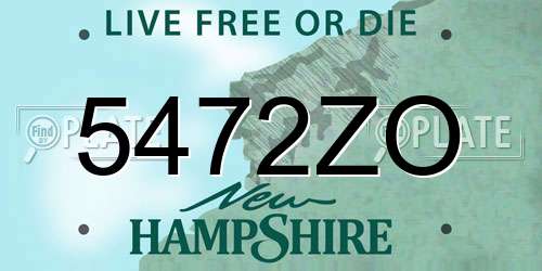 5472ZO New Hampshire License Plate