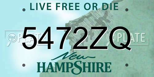 5472ZQ New Hampshire License Plate