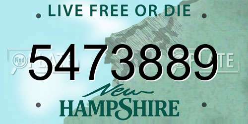 5473889 New Hampshire License Plate
