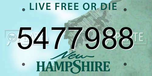 5477988 New Hampshire License Plate
