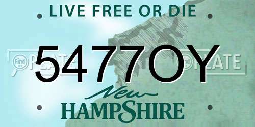 5477OY New Hampshire License Plate