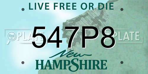 547P8 New Hampshire License Plate