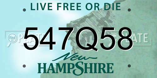 547Q58 New Hampshire License Plate