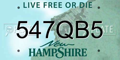 547QB5 New Hampshire License Plate