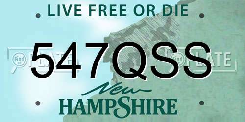 547QSS New Hampshire License Plate