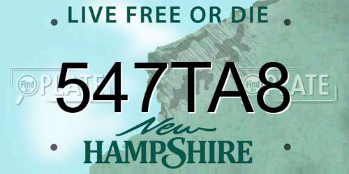 547TA8 New Hampshire License Plate
