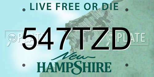 547TZD New Hampshire License Plate