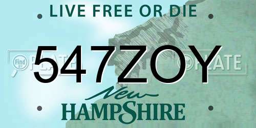 547ZOY New Hampshire License Plate