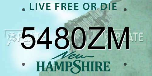 5480ZM New Hampshire License Plate