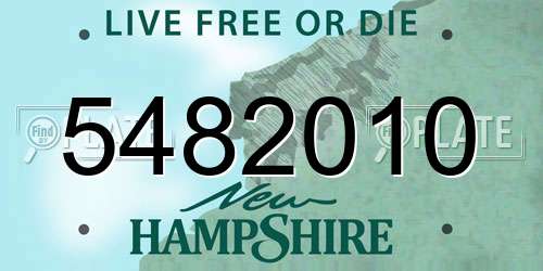 5482010 New Hampshire License Plate