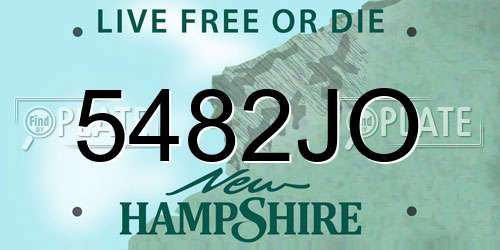 5482JO New Hampshire License Plate