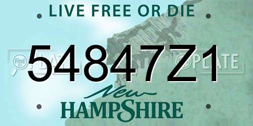 54847Z1 New Hampshire License Plate