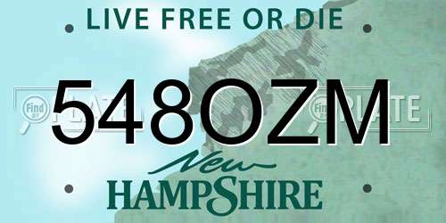 548OZM New Hampshire License Plate