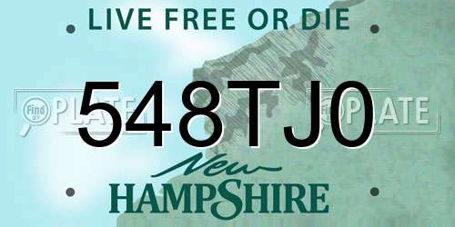 548TJ0 New Hampshire License Plate