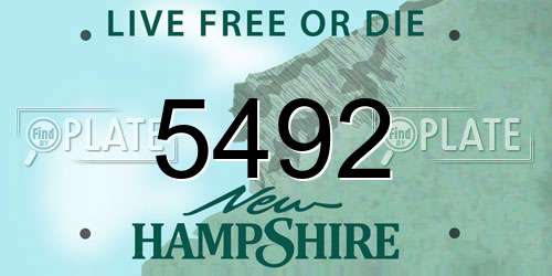 5492 New Hampshire License Plate