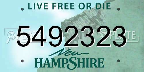 5492323 New Hampshire License Plate