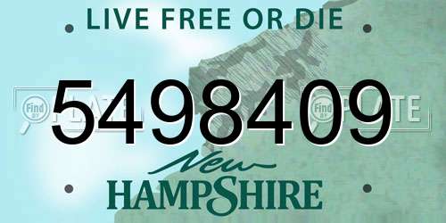 5498409 New Hampshire License Plate