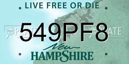549PF8 New Hampshire License Plate