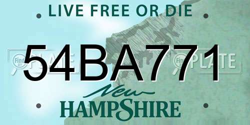 54BA771 New Hampshire License Plate