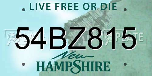 54BZ815 New Hampshire License Plate