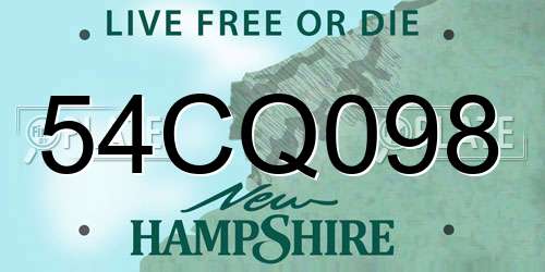54CQ098 New Hampshire License Plate