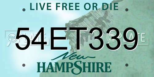 54ET339 New Hampshire License Plate