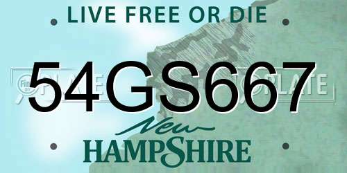 54GS667 New Hampshire License Plate