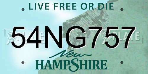 54NG757 New Hampshire License Plate
