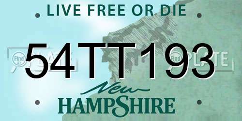 54TT193 New Hampshire License Plate