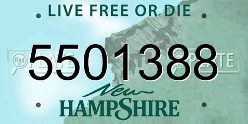 5501388 New Hampshire License Plate