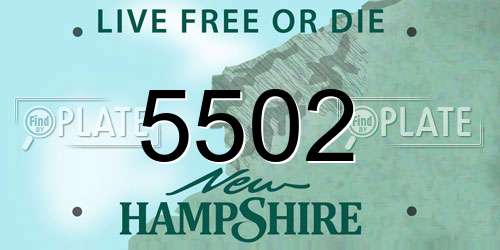 5502 New Hampshire License Plate