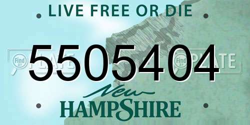 5505404 New Hampshire License Plate