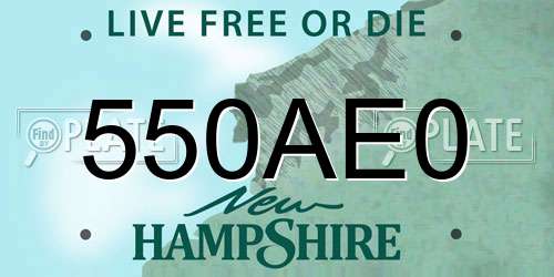 550AE0 New Hampshire License Plate