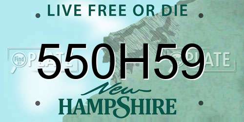 550H59 New Hampshire License Plate