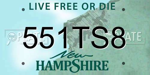 551TS8 New Hampshire License Plate