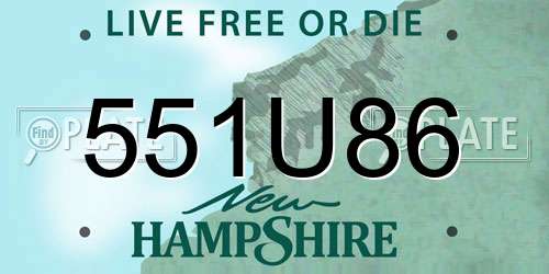 551U86 New Hampshire License Plate