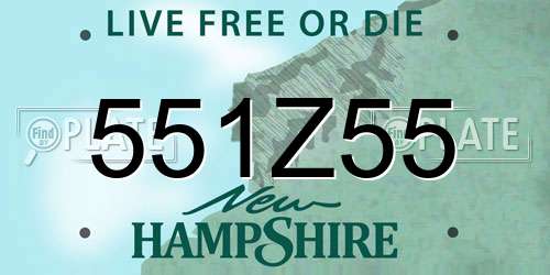 551Z55 New Hampshire License Plate