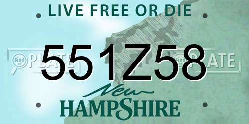 551Z58 New Hampshire License Plate